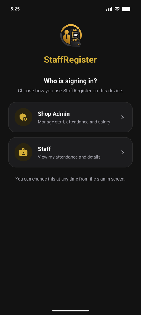 Owner sign-in screen with email address and password fields